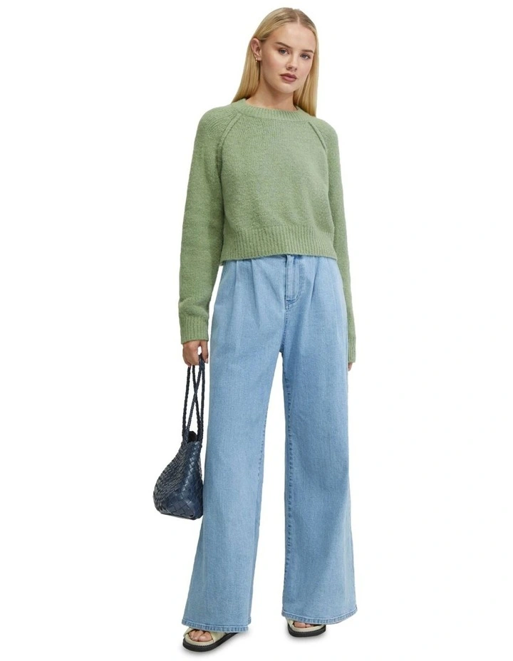Mei Alpaca Blend Soft Knit Top in Green