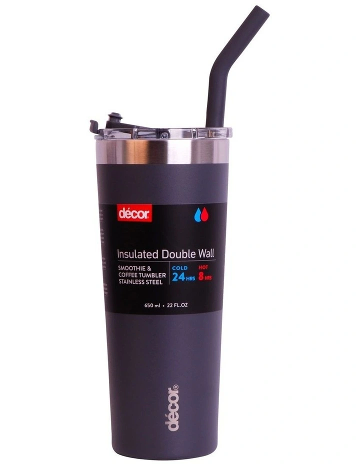 Extra Large Double Wall Smoothie and Coffee Tumbler 650ml in Assorted