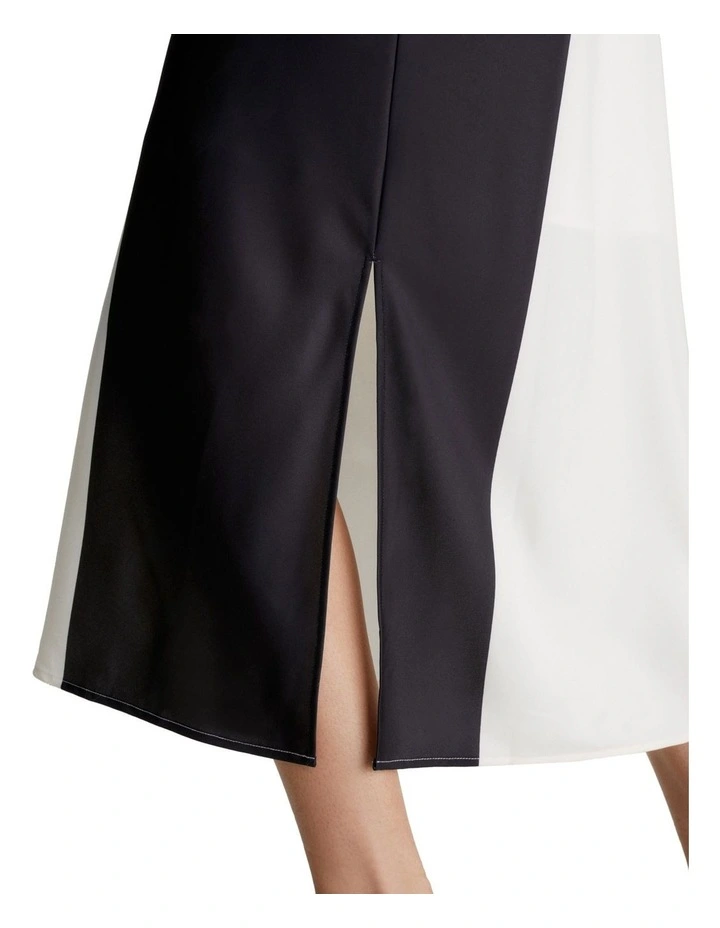 Abstract Blocking Slip Dress in Vanilla Ice/CK Black