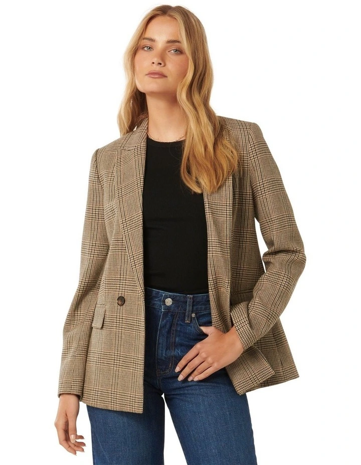 Nadia Double Breasted Blazer in Beige