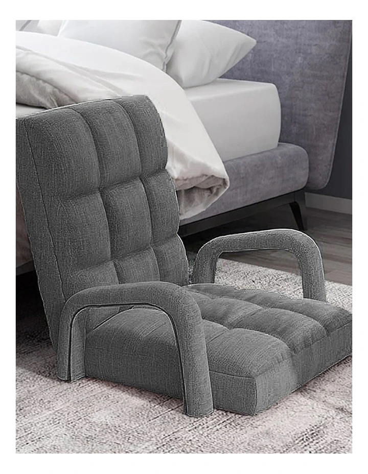 Foldable Adjustable Lounge Chair with Armrest in Grey