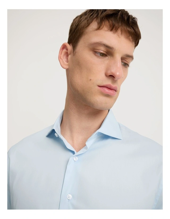 Tailored Fit Super Fine Cotton Stretch Shirt in Pale Blue