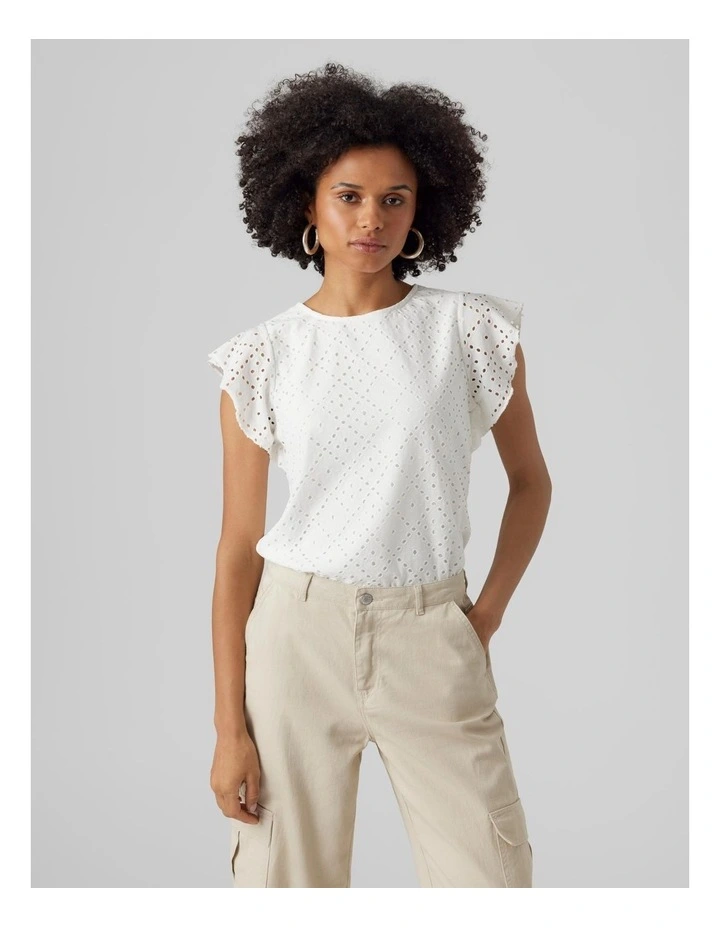 Tassa Lace Frill Top in White