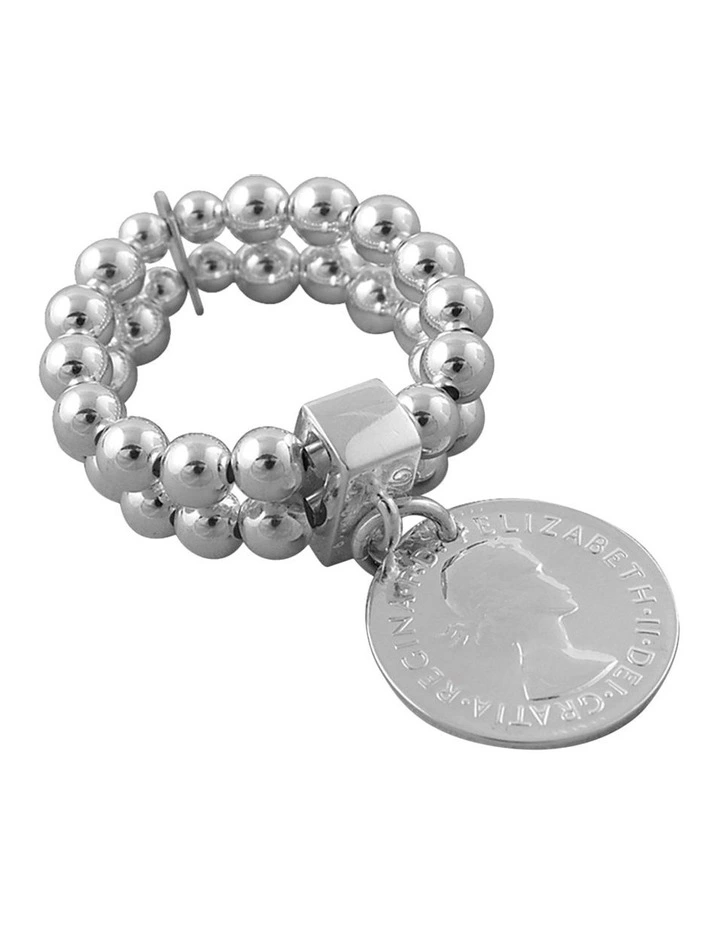 2-Strand Stretchy Silver Coin Silver Ring