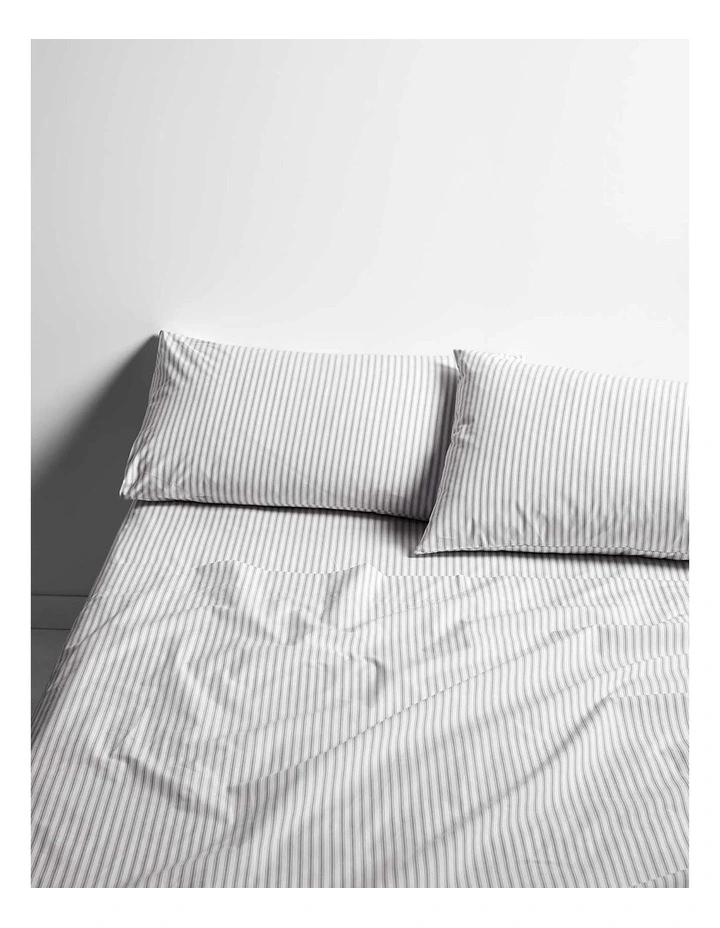 Ticking Stripe Sheet Set in Dove