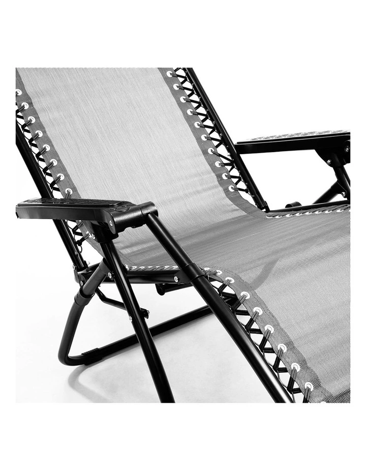 Zero Gravity Reclining Deck Lounge Sun Beach Chair Outdoor Folding Camping Grey