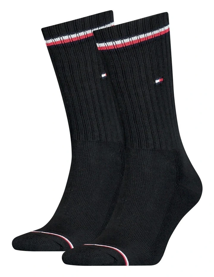 Iconic Sports Crew Socks 2 Pack in Black