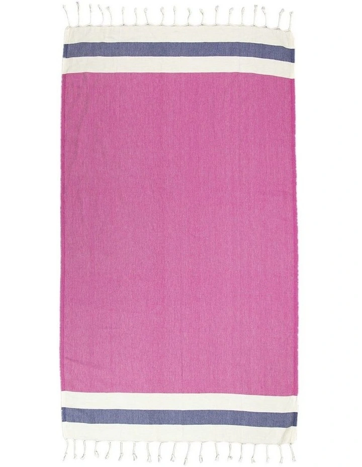 Thin Turkish Towel in Fuchsia/Navy