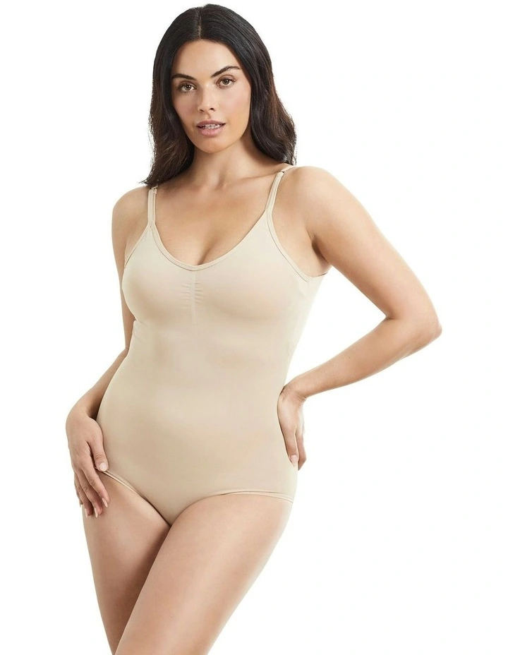 No Side Show Foam Cup Shaping Bodysuit in Warm Beige
