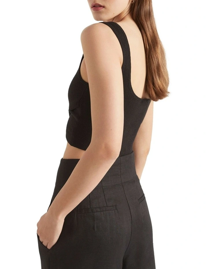 Cross Front Knit Top in Black