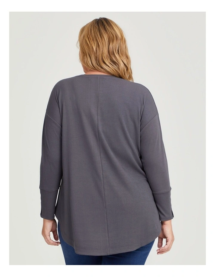 Rib Hi-lo Top in Frost Grey