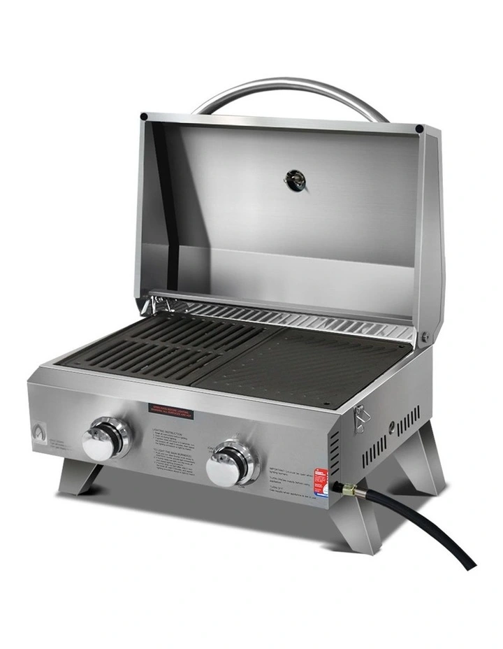 Portable Gas BBQ LPG Oven Camping Cooker Grill 2 Burners Outdoor