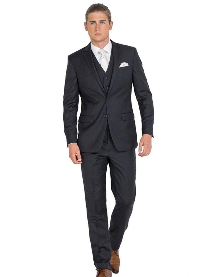 Pure Wool Long Suit Jacket in Charcoal