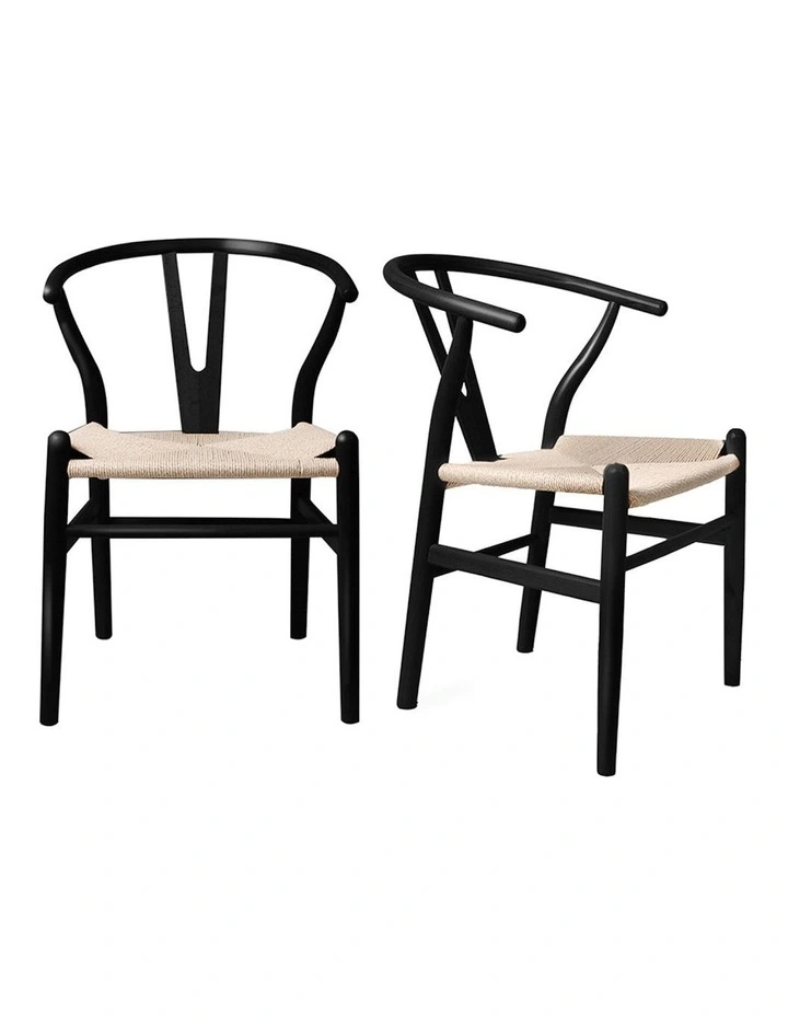 2x Wooden Dining Chairs in Black