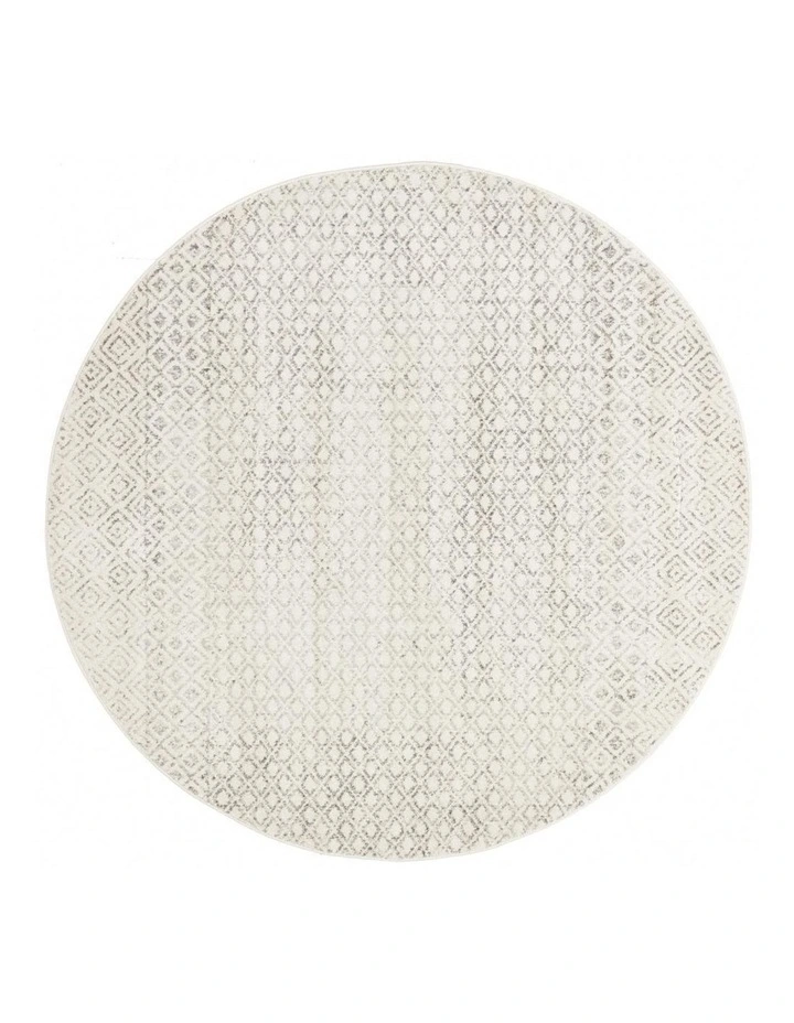 Evoke Diamond Transitional Round Rug in Grey