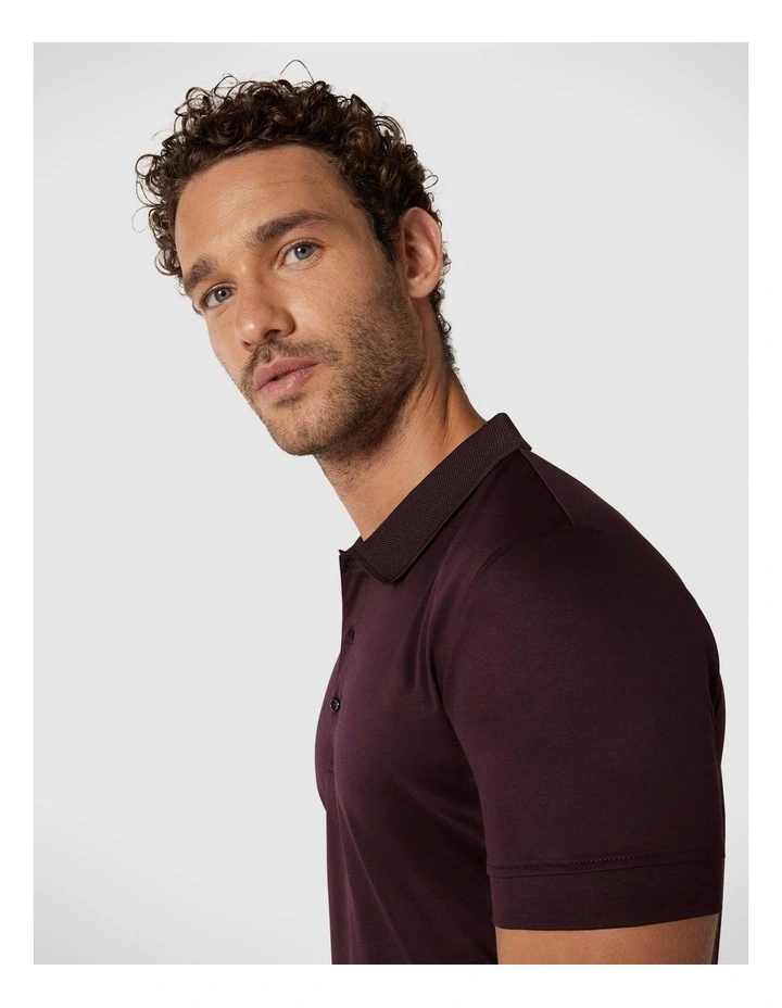 Mercerised Cotton Polo Shirt in Dark Burgundy