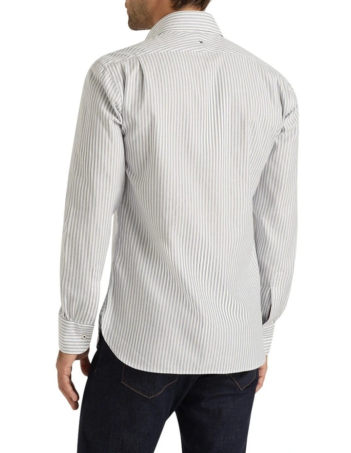 Barney Stripe Shirt in Ice Blue White