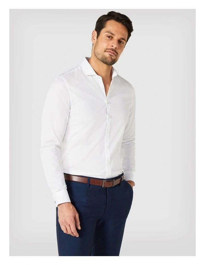 Ultra Slim Long Sleeve Twill Shirt in White