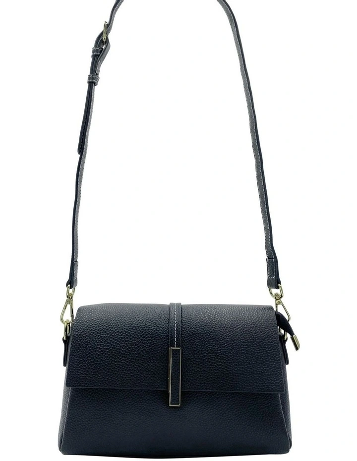 Lola Flap Leather Crossbody Bag in Black