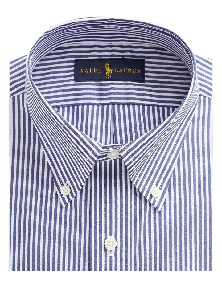 Classic Fit Striped Poplin Shirt in Blue