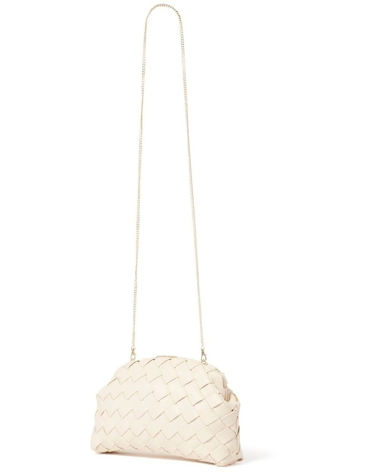 Winifred Weave Frame Clutch in Cream