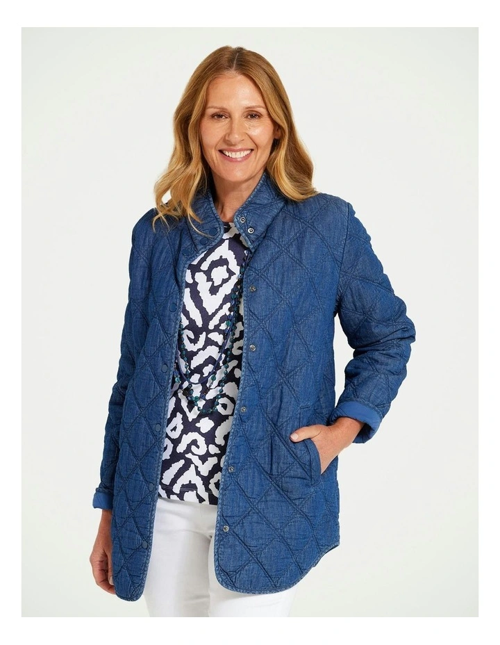 Moon Quilted Jacket in indigo