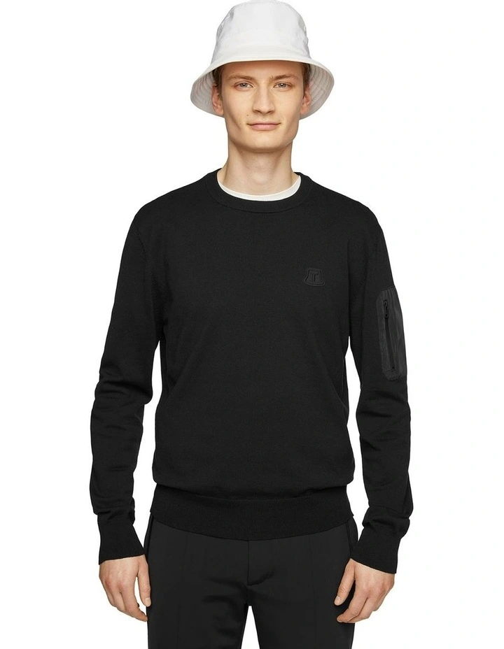 Cotton Pocket Crew in Black
