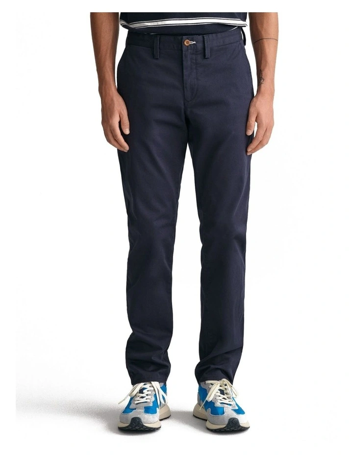 Slim Fit Twill Chinos in Marine