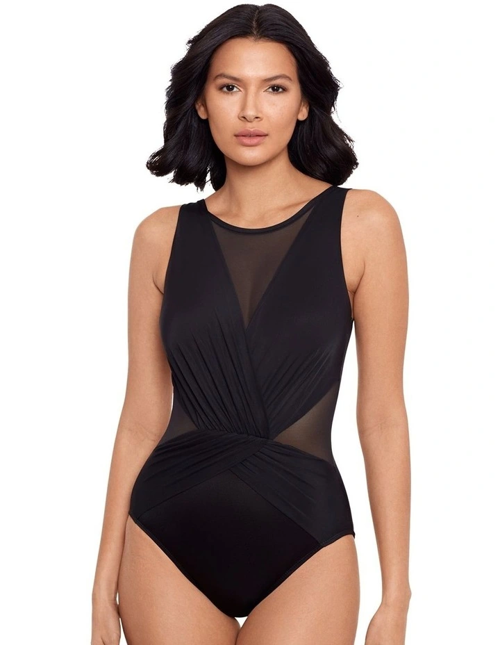 Illusionists Palma Shaping High Neck Swimsuit in Black