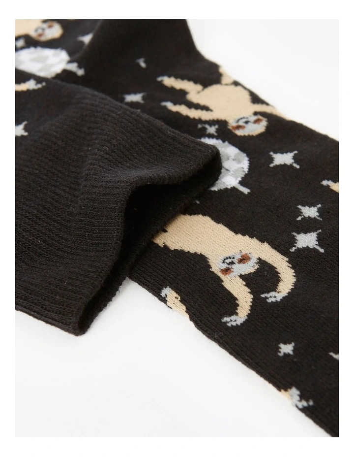 Disco Sloth Socks in Black
