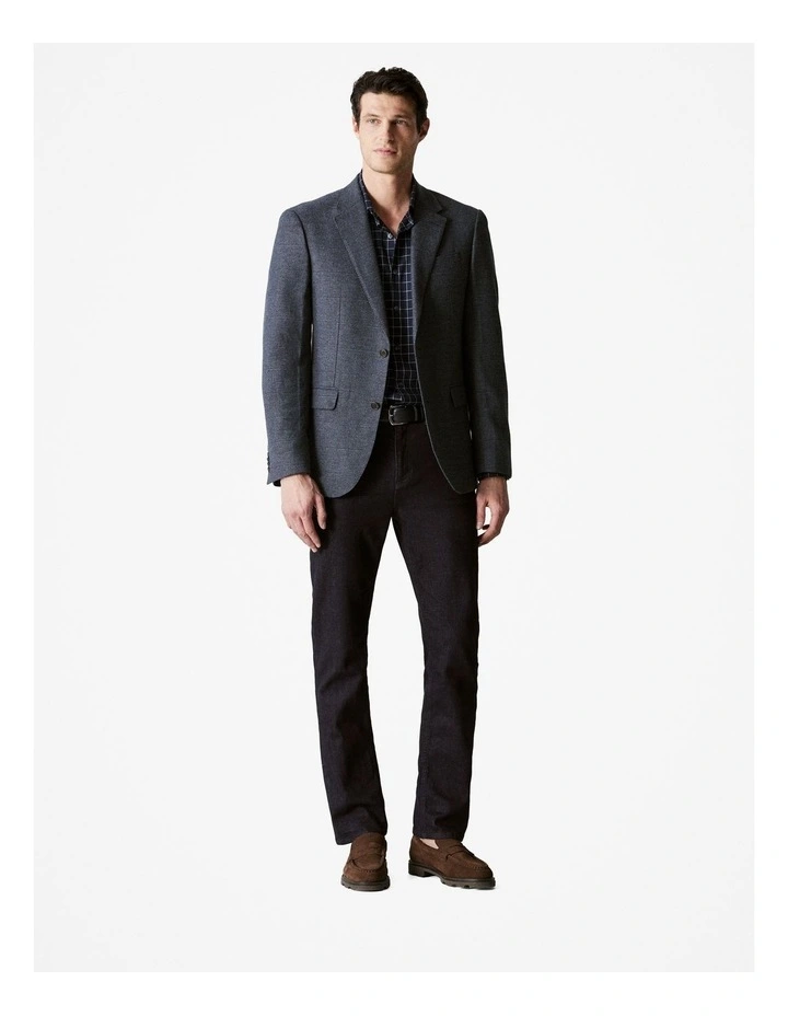 Cotton Twill Window Pane Check Shirt in Navy