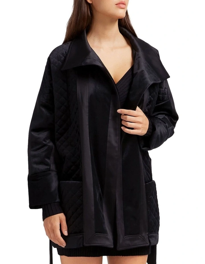 Ace of Spades Velvet Coat in Black