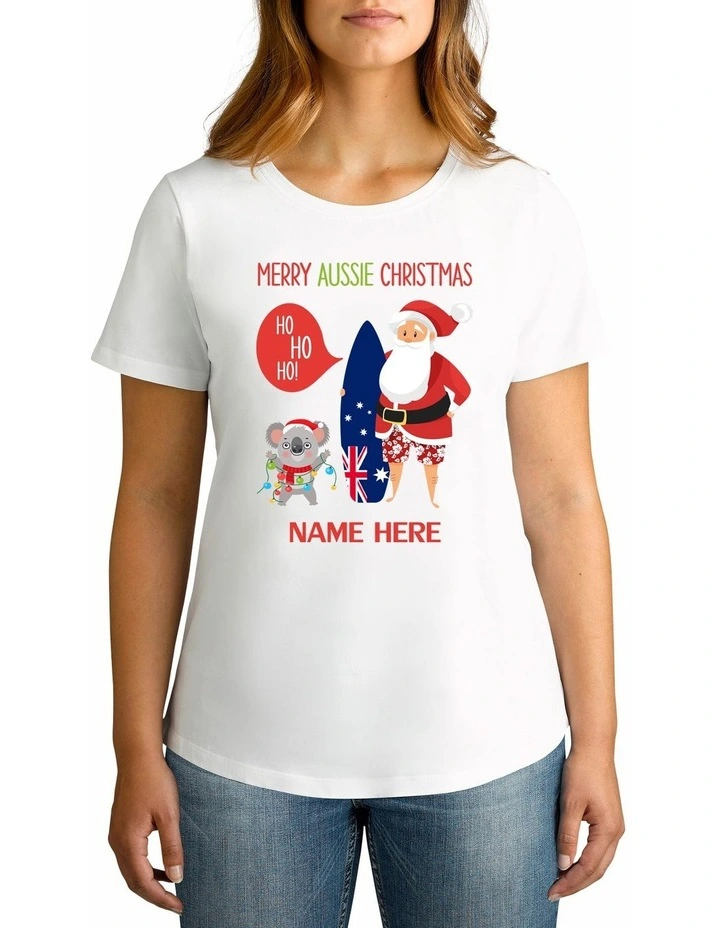 Women's Aussie Christmas Cotton T-Shirt White