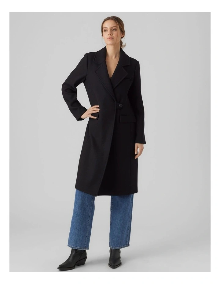 Reno Long Wool Coat in Black