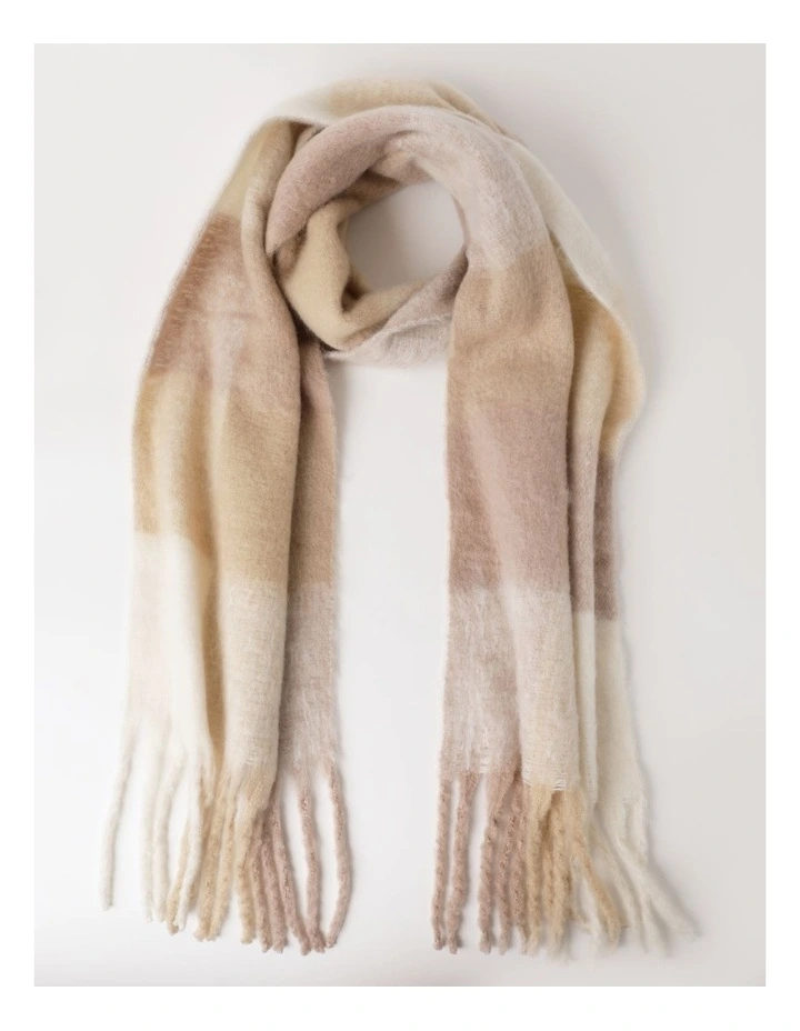 Chunky Check Winter Scarf in Brown
