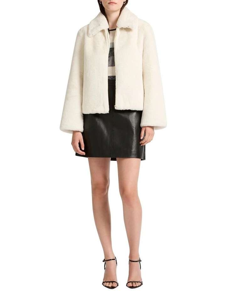 Lauren Faux Fur Jacket in Creme Brulee