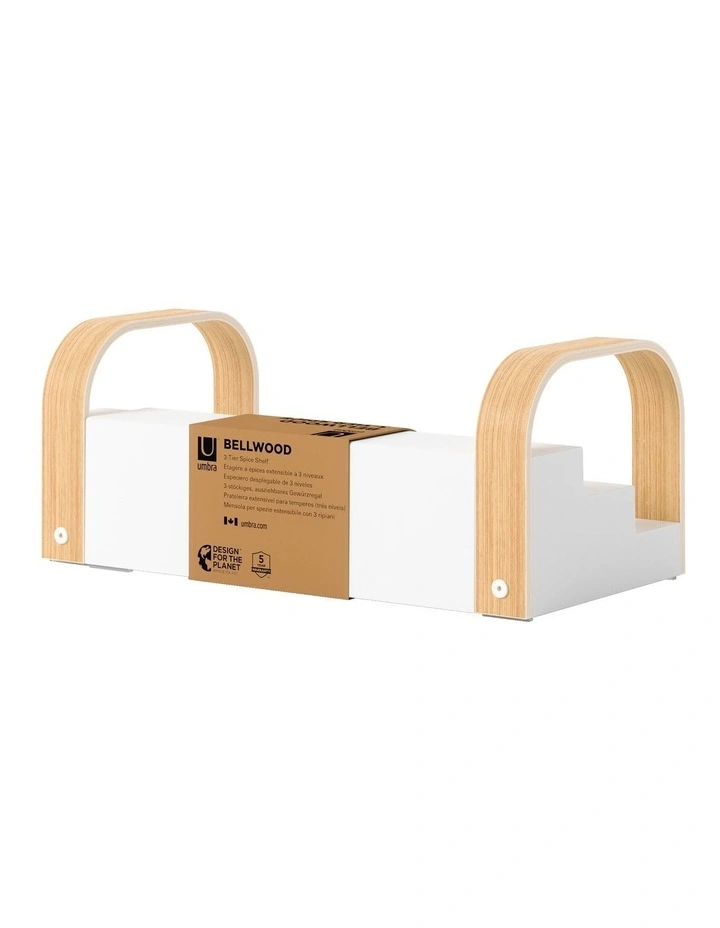 Bellwood 3-Tier Spice Shelf in White/Natural