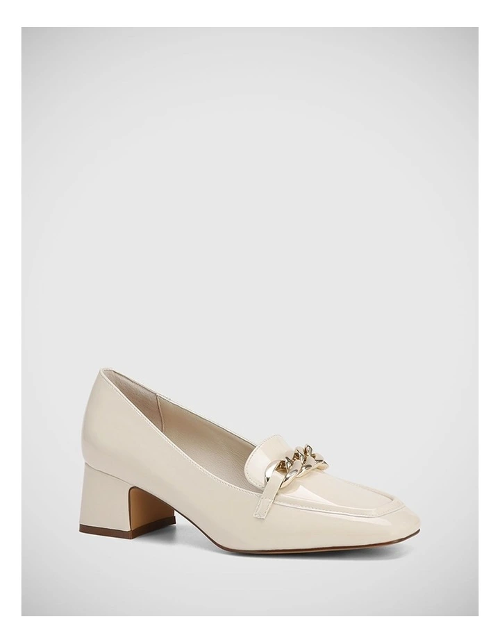Lotti Patent Leather Heel Loafer in Ivory