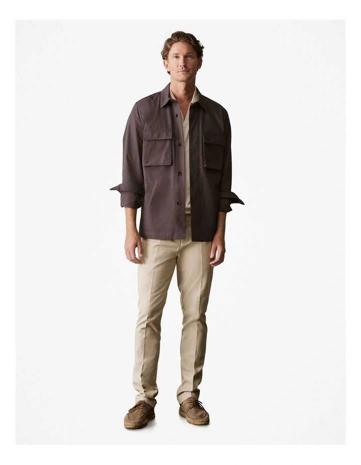 Cotton Twill Pocket Detail Jacket in Peat