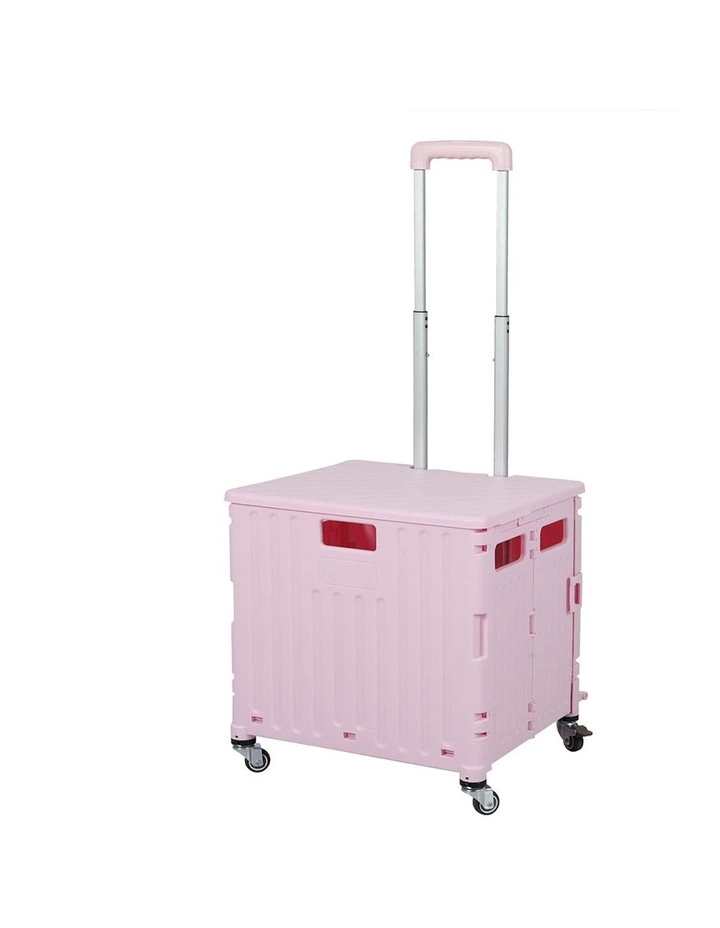 Folding Shopping Trolley Cart in Pink