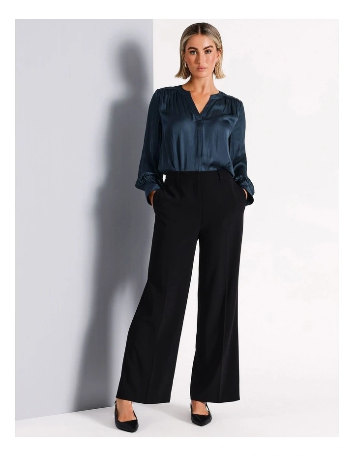 Ava Wide Leg Suit Pant in Black