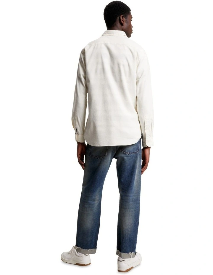 Flex Brushed Twill Long Sleeve Shirt in Beige