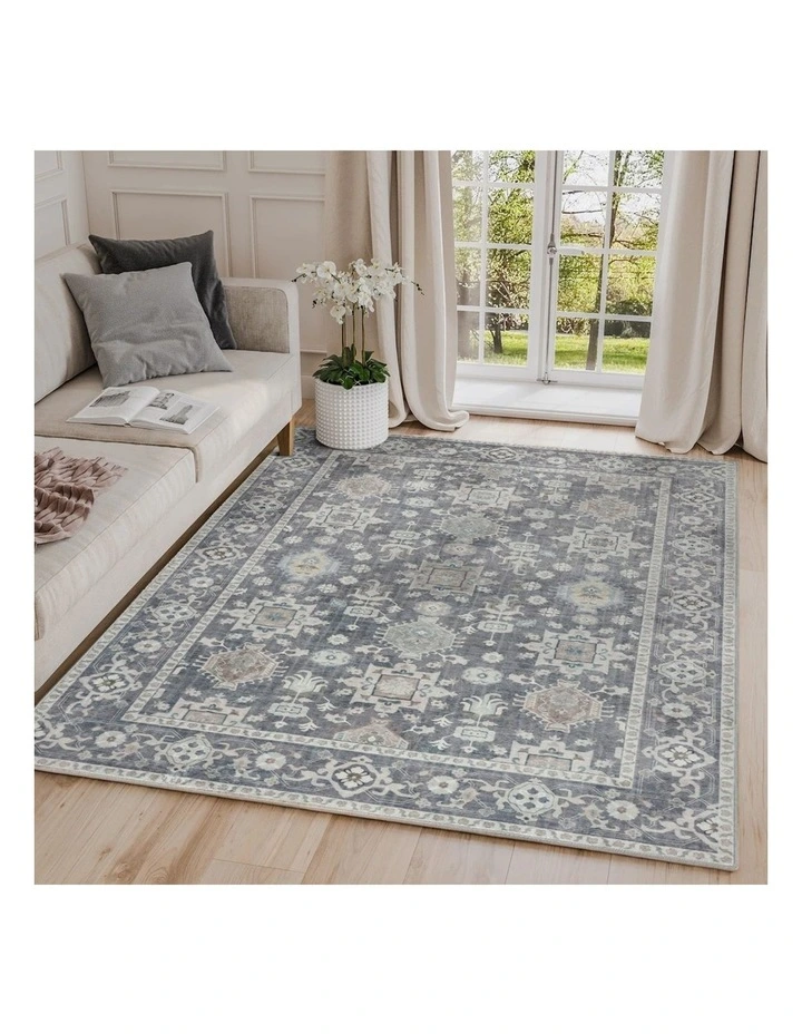 Anna Machine Washable Rug 60x180cm in Grey