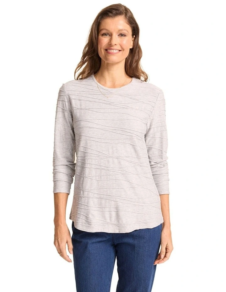 Jingli Textured Top in Silver Marle