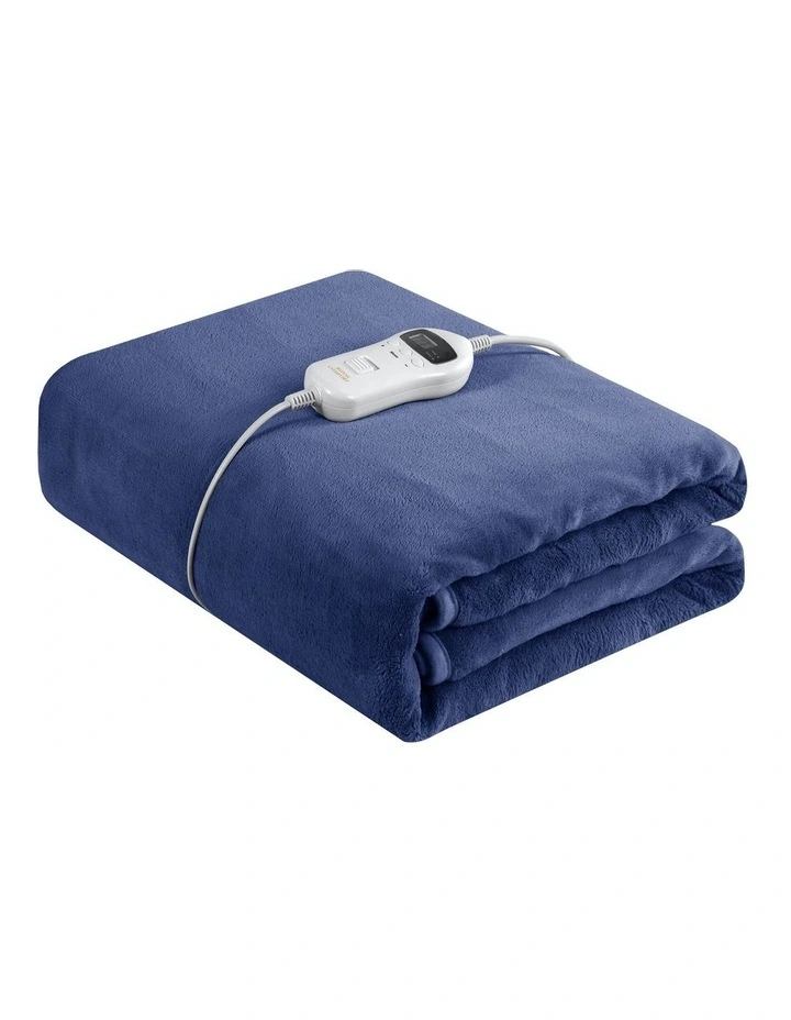 Thermolux Heated Electric Fleece Polyester Throw 160x120cm in Navy