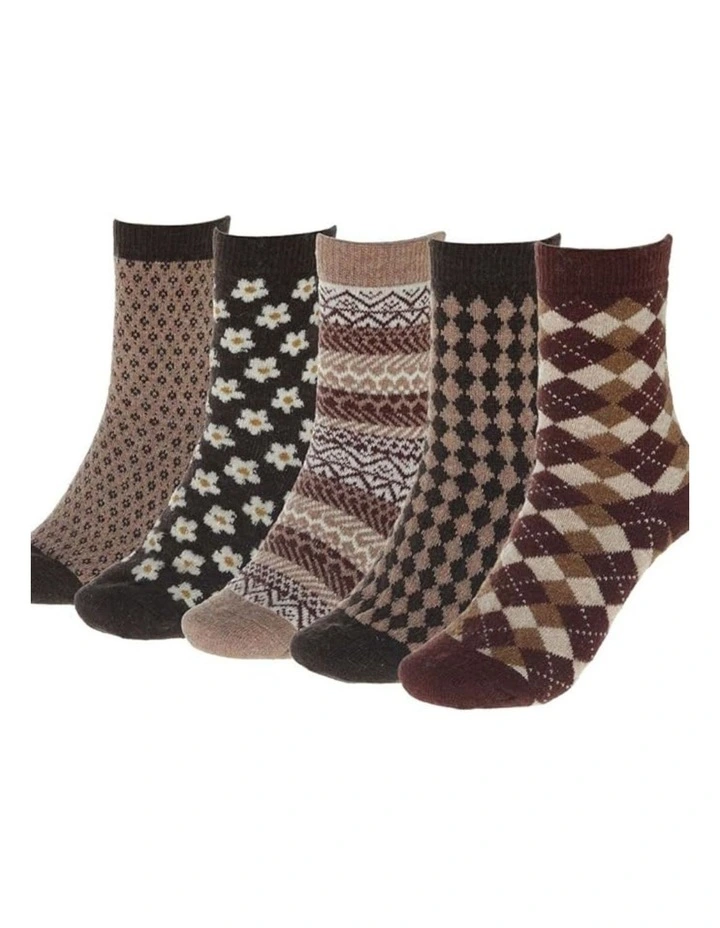 Thermal Angora Wool Socks 6 Pairs in Multi