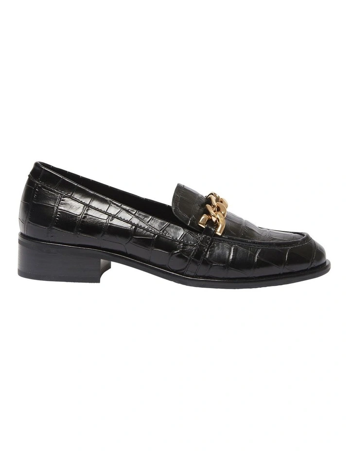 Kate Black Croc Print Flat Shoes