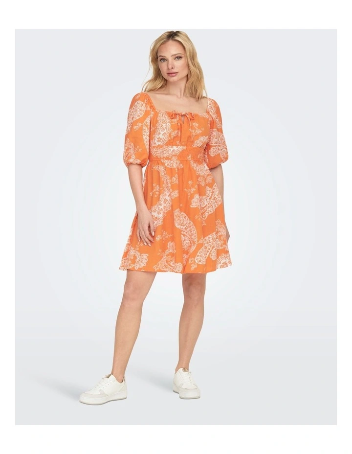 Bella 2/4 Linen Dress in Orange