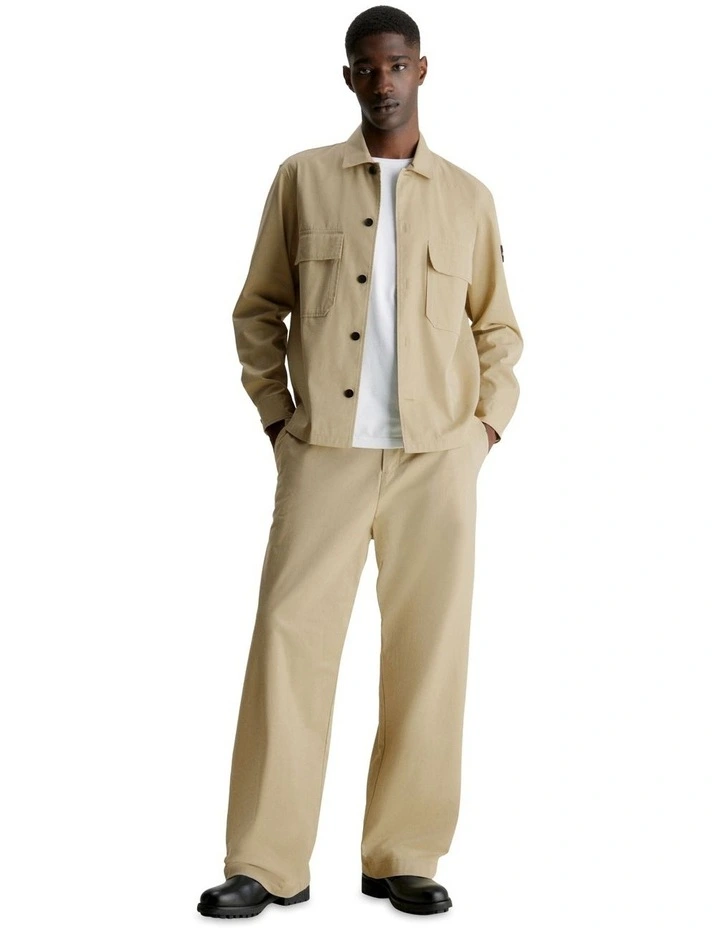 Cotton Nylon Overshirt in Cream