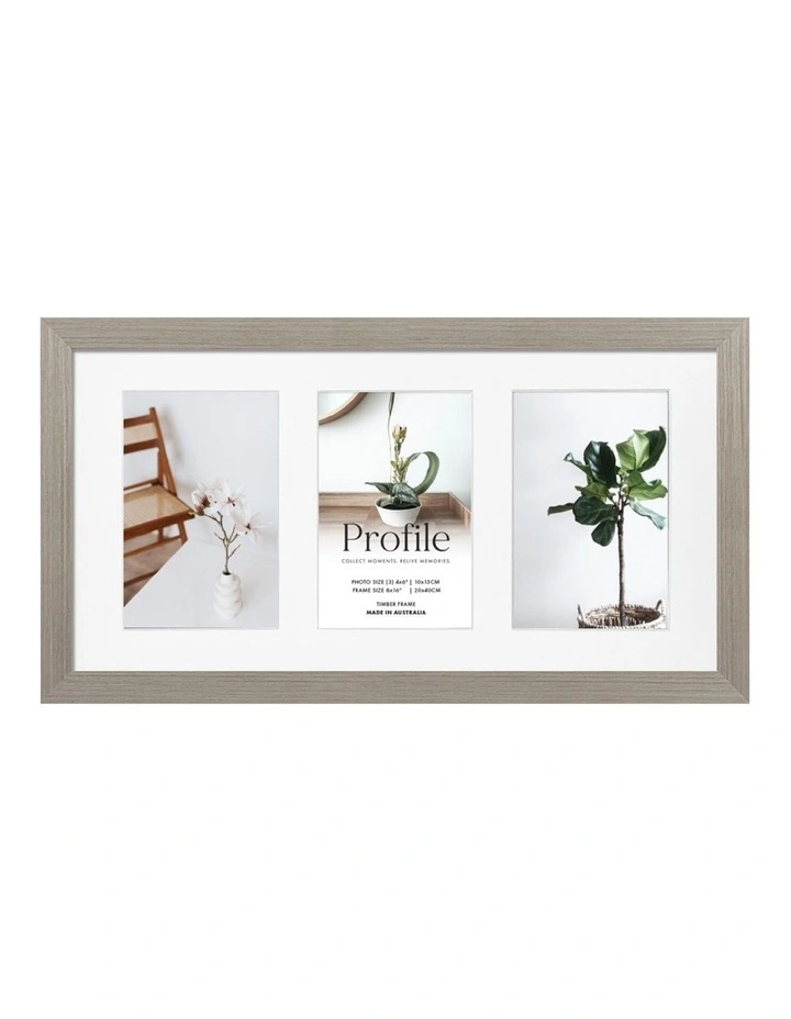 Australia Made Timber Collage Photo Frame 8x16"/4x6" (3) in Stone Ash